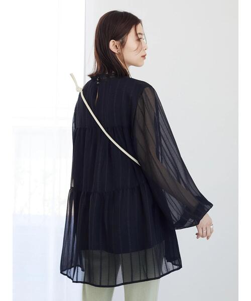 Sugar spoon（シュガースプーン）の「・SUGAR SPOON ストライプティアードチュニック（Tシャツ/カットソー・レディース・ブラック/ピンク/ライトベージュ・FREE）」の13枚目の写真