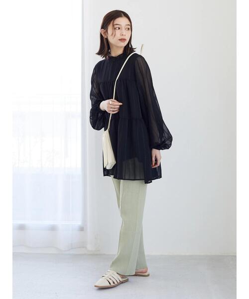 Sugar spoon（シュガースプーン）の「・SUGAR SPOON ストライプティアードチュニック（Tシャツ/カットソー・レディース・ブラック/ピンク/ライトベージュ・FREE）」の15枚目の写真