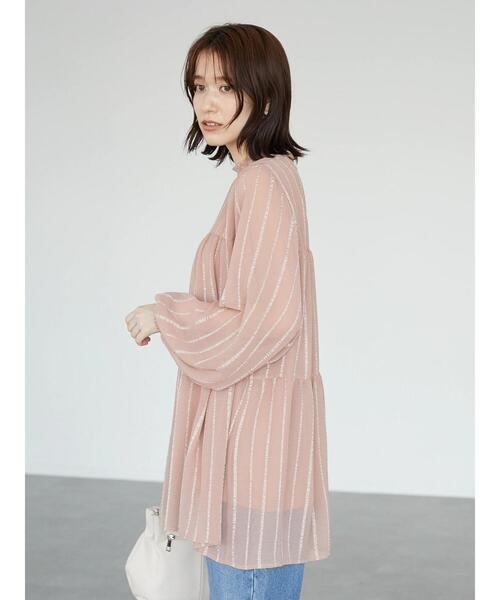 Sugar spoon（シュガースプーン）の「・SUGAR SPOON ストライプティアードチュニック（Tシャツ/カットソー・レディース・ブラック/ピンク/ライトベージュ・FREE）」の17枚目の写真