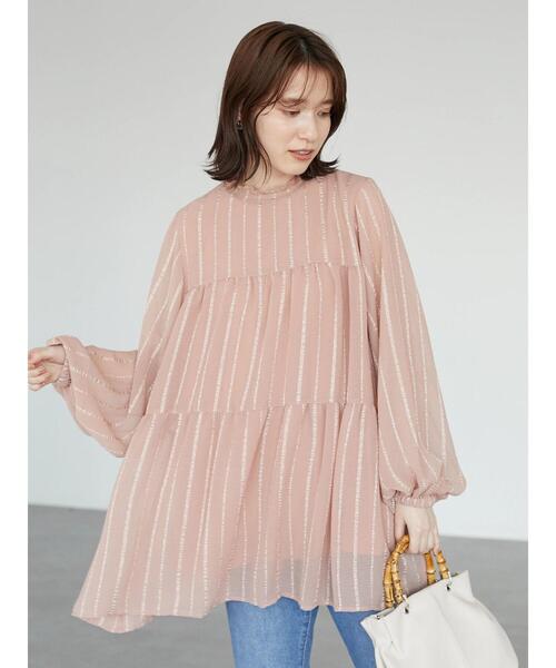 Sugar spoon（シュガースプーン）の「・SUGAR SPOON ストライプティアードチュニック（Tシャツ/カットソー・レディース・ブラック/ピンク/ライトベージュ・FREE）」の18枚目の写真