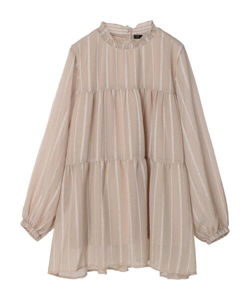 Sugar spoon（シュガースプーン）の「・SUGAR SPOON ストライプティアードチュニック（Tシャツ/カットソー・レディース・ブラック/ピンク/ライトベージュ・FREE）」の19枚目の写真