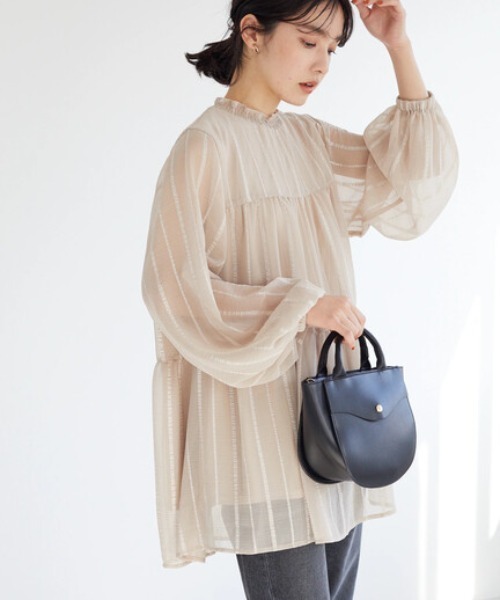 Sugar spoon（シュガースプーン）の「・SUGAR SPOON ストライプティアードチュニック（Tシャツ/カットソー・レディース・ブラック/ピンク/ライトベージュ・FREE）」の3枚目の写真