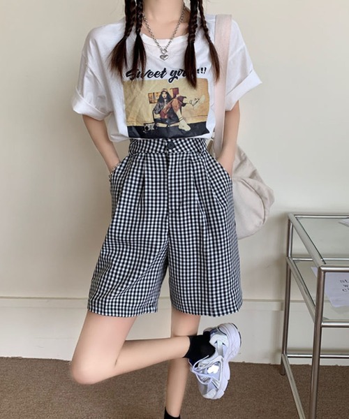 sheller シェリエ　ギンガムチェック　スコート　ピンク　ショートパンツ ギンガムチェック柄スコート - ピンク/ホワイト | ZARA Japan / 日本