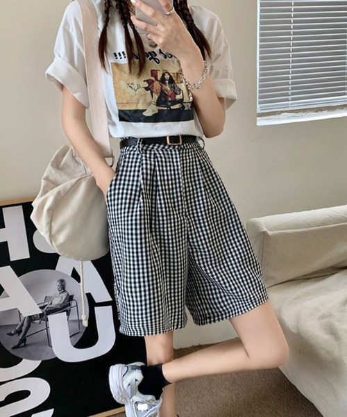 Jewelobe(ジュエローブ)の「ギンガムチェックショートパンツ(その他パンツ・レディース・ブラック・M/L)」の11枚目の写真