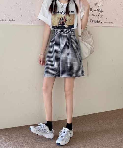 Jewelobe(ジュエローブ)の「ギンガムチェックショートパンツ(その他パンツ・レディース・ブラック・M/L)」の14枚目の写真