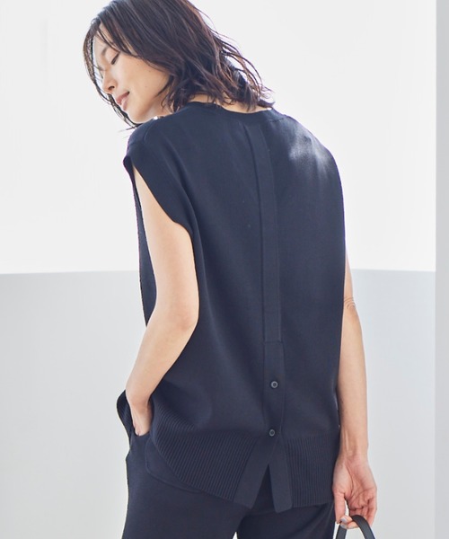 BARNYARDSTORM（バンヤードストーム）の「BARNYARDSTORM / バックボタンニット（ニット/セーター・レディース・ブラック/ネイビー/ピンク・0/1）」の5枚目の写真