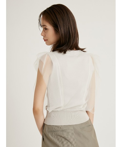 SNIDEL（スナイデル）の「Sustainableチュールスリーブニットプル