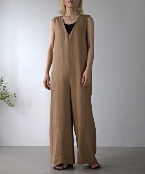 UNFIELD(アンフィールド)の「【UNFIELD】麻混バックリボンサロペット(サロペット/オーバーオール・レディース・ブラック/ベージュ・FREE)」の14枚目の写真