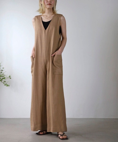 UNFIELD(アンフィールド)の「【UNFIELD】麻混バックリボンサロペット(サロペット/オーバーオール・レディース・ブラック/ベージュ・FREE)」の16枚目の写真