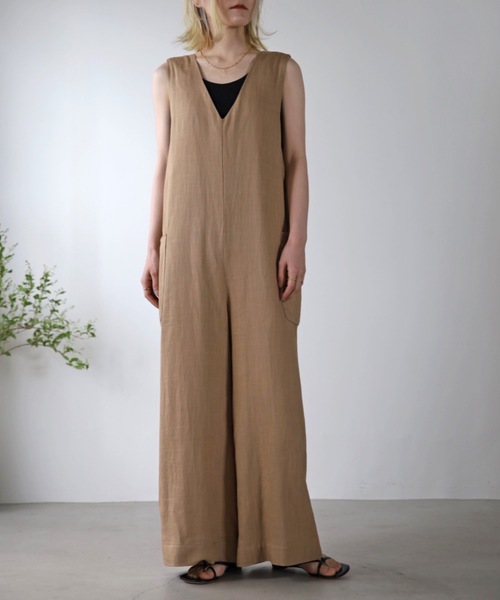 UNFIELD(アンフィールド)の「【UNFIELD】麻混バックリボンサロペット(サロペット/オーバーオール・レディース・ブラック/ベージュ・FREE)」の19枚目の写真