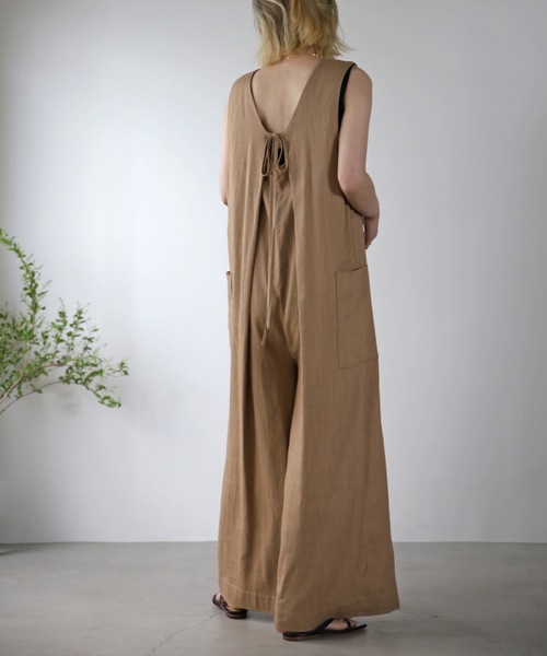 UNFIELD(アンフィールド)の「【UNFIELD】麻混バックリボンサロペット(サロペット/オーバーオール・レディース・ブラック/ベージュ・FREE)」の21枚目の写真