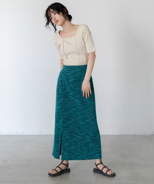 VACANCY（ヴァカンシー）の「SET UP ミックスカラーペンシルスカート（スカート・レディース・ブラック/ブルー・FREE）」の6枚目の写真