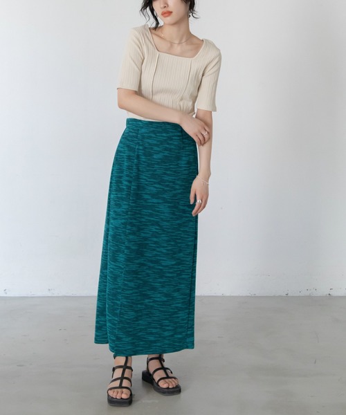 VACANCY（ヴァカンシー）の「SET UP ミックスカラーペンシルスカート（スカート・レディース・ブラック/ブルー・FREE）」の7枚目の写真