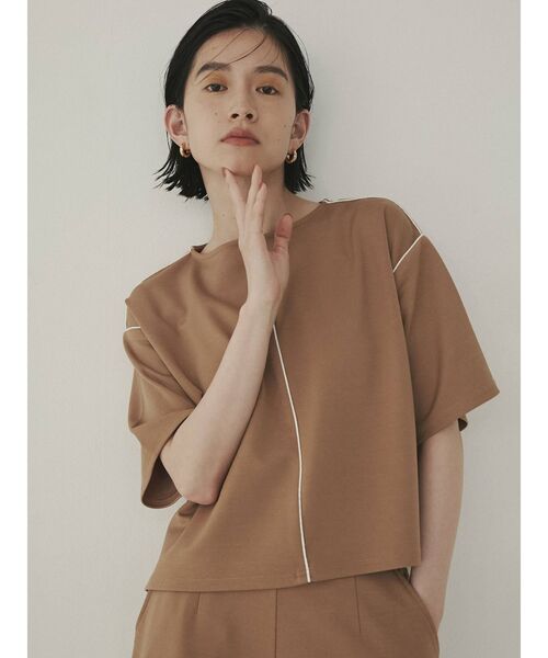 COTORICA(コトリカ)の「【THE DAYZ TOKYO】パイピングデザインT(Tシャツ/カットソー・レディース・ベージュ/ネイビー・FREE)」の1枚目の写真