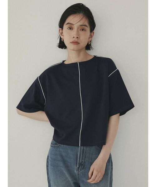 COTORICA(コトリカ)の「【THE DAYZ TOKYO】パイピングデザインT(Tシャツ/カットソー・レディース・ベージュ/ネイビー・FREE)」の2枚目の写真