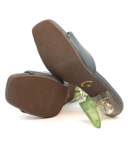 Sugar Sugar（シュガーシュガー）の「【SUGAR SUGAR シュガーシュガー】スクエアクリアヒールミュールサンダル（サンダル・レディース・ブラック/シルバー/ゴールド/グリーン・LL/S/M/L）」の13枚目の写真