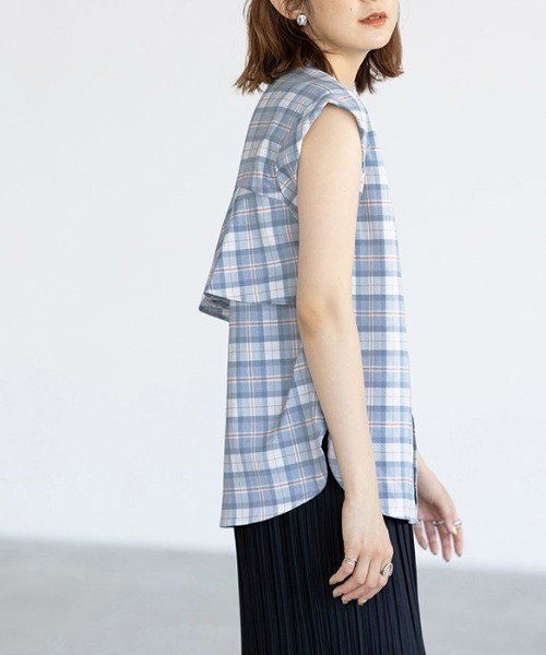 GeeRA(ジーラ)の「バックフリルシャツブラウス(シャツ/ブラウス・レディース・ブルー/ブラック・MEDIUM/LARGE/X-LARGE)」の13枚目の写真