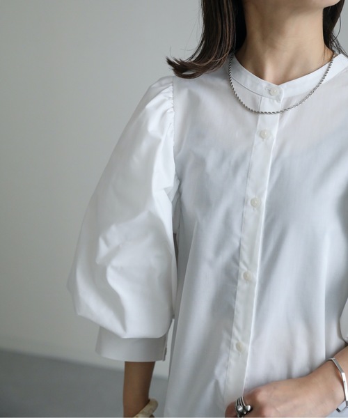 ap retro（アプレトロ）の「ボリュームスリーブシャツワンピース（シャツワンピース・レディース・ホワイト/ブラック・FREE）」の12枚目の写真