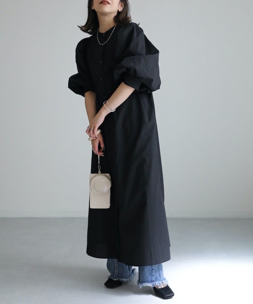 ap retro（アプレトロ）の「ボリュームスリーブシャツワンピース（シャツワンピース・レディース・ホワイト/ブラック・FREE）」の8枚目の写真