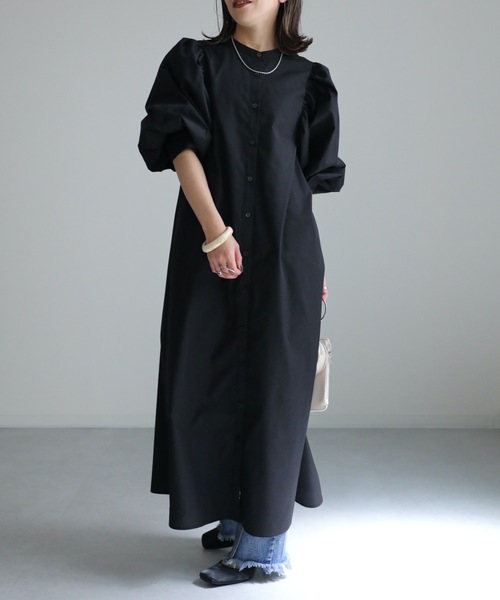 ap retro（アプレトロ）の「ボリュームスリーブシャツワンピース（シャツワンピース・レディース・ホワイト/ブラック・FREE）」の13枚目の写真