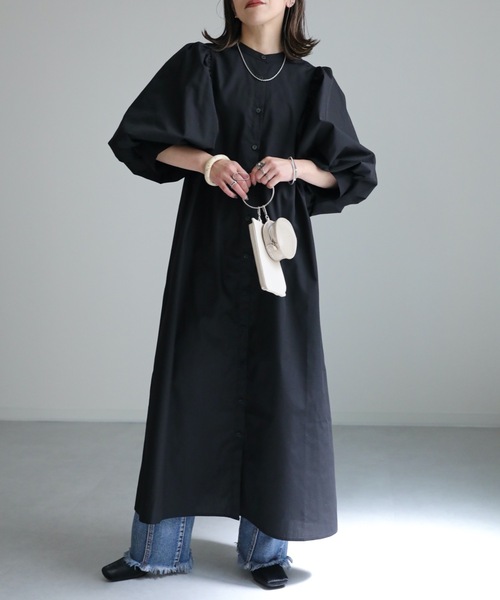 ap retro（アプレトロ）の「ボリュームスリーブシャツワンピース（シャツワンピース・レディース・ホワイト/ブラック・FREE）」の18枚目の写真