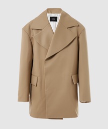 BEIGE DROP SHOULDER DOUBLE BREASTED COAT