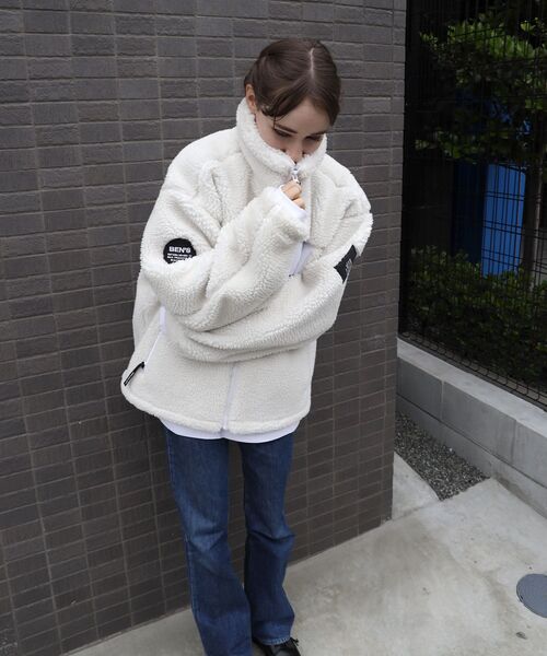 BEN DAVIS/WHITE LABEL（ベンデイビス ホワイトラベル）の「【BEN DAVIS(ベンデイビス)】BOA STAND COLLAR JACKET / シープ ボア スタンドカラー ジップ ブルゾン（その他アウター・メンズ・ホワイト/ブラック/その他1/A・MEDIUM/LARGE/X-LARGE）」の12枚目の写真