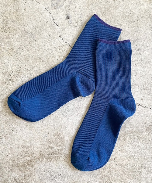 SHIZUTA（シズタ）の「SZT:配色ライン　クルーリブソックス 　S　M　L　子供ソックス　大人ソックス（ソックス/靴下・レディース・ネイビー/モスグリーン/ストーン/レディッシュグレー/ライトイエロー/ライラック/スモークピンク/グレイッシュベージュ・S/M/L）」の6枚目の写真