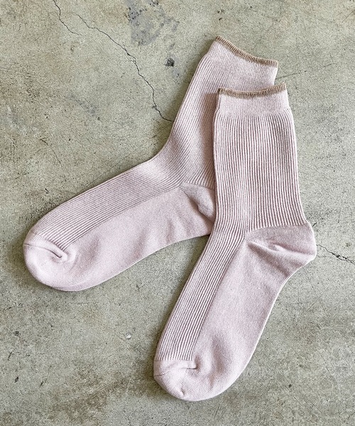 SHIZUTA（シズタ）の「SZT:配色ライン　クルーリブソックス 　S　M　L　子供ソックス　大人ソックス（ソックス/靴下・レディース・ネイビー/モスグリーン/ストーン/レディッシュグレー/ライトイエロー/ライラック/スモークピンク/グレイッシュベージュ・S/M/L）」の8枚目の写真