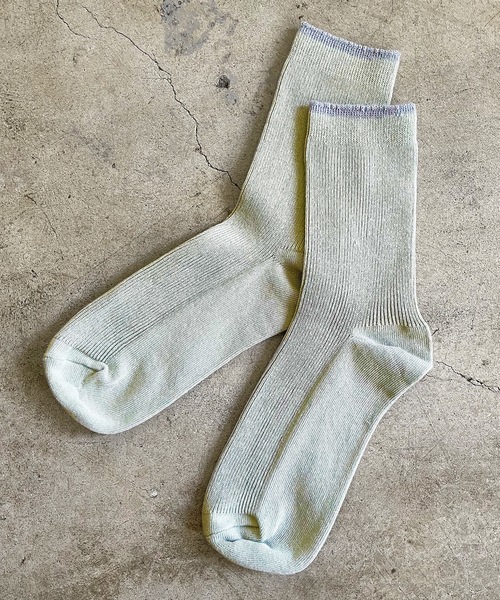 SHIZUTA（シズタ）の「SZT:配色ライン　クルーリブソックス 　S　M　L　子供ソックス　大人ソックス（ソックス/靴下・レディース・ネイビー/モスグリーン/ストーン/レディッシュグレー/ライトイエロー/ライラック/スモークピンク/グレイッシュベージュ・S/M/L）」の5枚目の写真