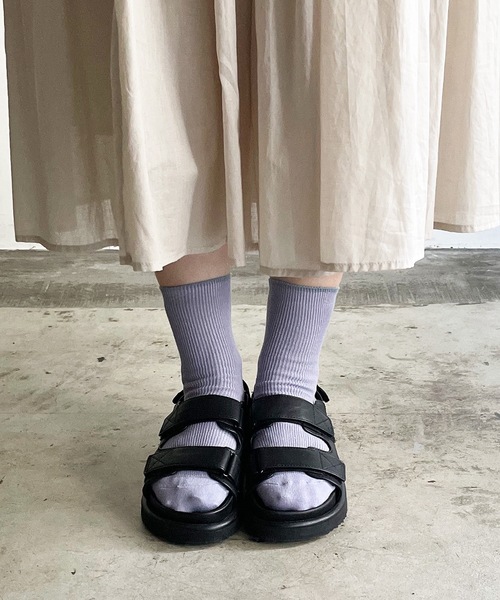 SHIZUTA（シズタ）の「SZT:配色ライン　クルーリブソックス 　S　M　L　子供ソックス　大人ソックス（ソックス/靴下・レディース・ネイビー/モスグリーン/ストーン/レディッシュグレー/ライトイエロー/ライラック/スモークピンク/グレイッシュベージュ・S/M/L）」の20枚目の写真