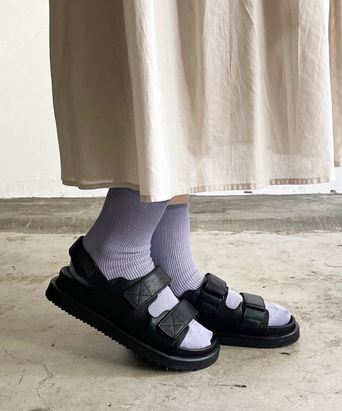 SHIZUTA（シズタ）の「SZT:配色ライン　クルーリブソックス 　S　M　L　子供ソックス　大人ソックス（ソックス/靴下・レディース・ネイビー/モスグリーン/ストーン/レディッシュグレー/ライトイエロー/ライラック/スモークピンク/グレイッシュベージュ・S/M/L）」の10枚目の写真