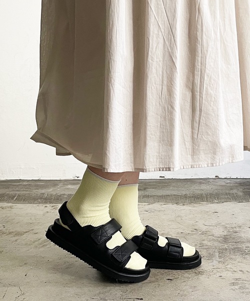 SHIZUTA（シズタ）の「SZT:配色ライン　クルーリブソックス 　S　M　L　子供ソックス　大人ソックス（ソックス/靴下・レディース・ネイビー/モスグリーン/ストーン/レディッシュグレー/ライトイエロー/ライラック/スモークピンク/グレイッシュベージュ・S/M/L）」の22枚目の写真