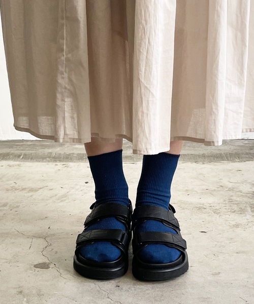 SHIZUTA（シズタ）の「SZT:配色ライン　クルーリブソックス 　S　M　L　子供ソックス　大人ソックス（ソックス/靴下・レディース・ネイビー/モスグリーン/ストーン/レディッシュグレー/ライトイエロー/ライラック/スモークピンク/グレイッシュベージュ・S/M/L）」の13枚目の写真