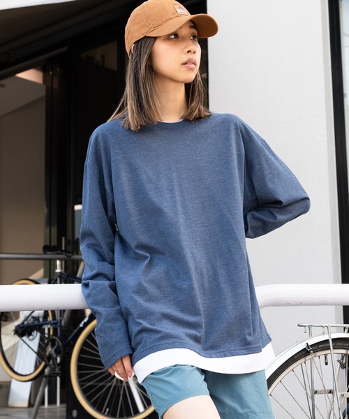 Blue Standard (ブルースタンダード)の「【BLUE STANDARD/ブルースタンダード】ZEROSTAIN ゼロステイン 汗染みの目立ちにくいTシャツ UVカット 撥水性 ビッグシルエット フェイクレイヤードロンT(Tシャツ/カットソー・メンズ・ホワイト/ダークブルー/オリーブ/ベージュ/ブルー/ブラック・MEDIUM/X-LARGE/LARGE)」の5枚目の写真