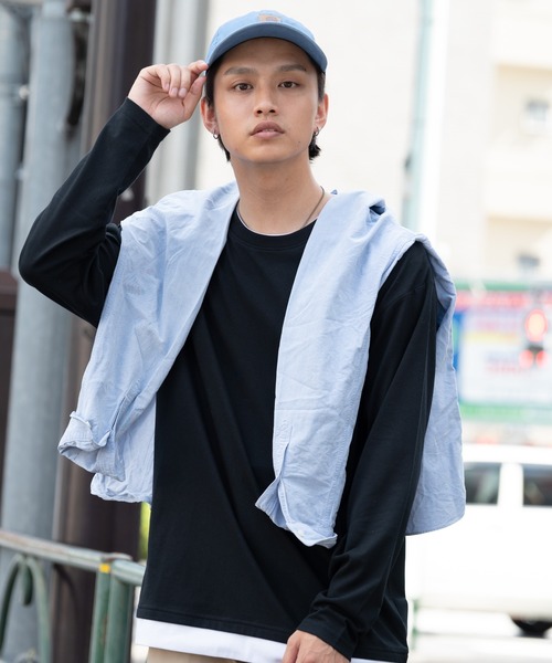 Blue Standard (ブルースタンダード)の「【BLUE STANDARD/ブルースタンダード】ZEROSTAIN ゼロステイン 汗染みの目立ちにくいTシャツ UVカット 撥水性 ビッグシルエット フェイクレイヤードロンT(Tシャツ/カットソー・メンズ・ホワイト/ダークブルー/オリーブ/ベージュ/ブルー/ブラック・MEDIUM/X-LARGE/LARGE)」の17枚目の写真