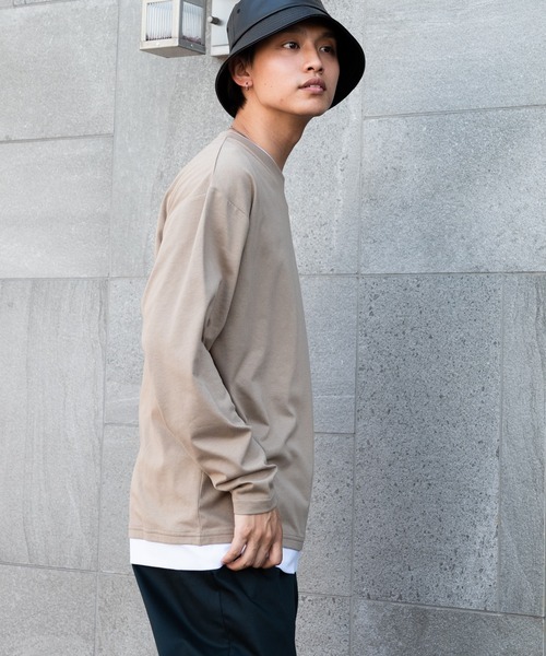Blue Standard (ブルースタンダード)の「【BLUE STANDARD/ブルースタンダード】ZEROSTAIN ゼロステイン 汗染みの目立ちにくいTシャツ UVカット 撥水性 ビッグシルエット フェイクレイヤードロンT(Tシャツ/カットソー・メンズ・ホワイト/ダークブルー/オリーブ/ベージュ/ブルー/ブラック・MEDIUM/X-LARGE/LARGE)」の22枚目の写真
