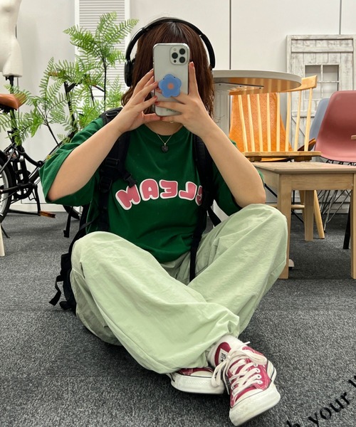 kutir(クティール)の「アソートTシャツ(Tシャツ/カットソー・レディース・ネイビー/ライトブルー/グリーン/オレンジ/ブラック/ピンク・FREE)」の1枚目の写真