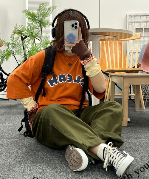 kutir(クティール)の「アソートTシャツ(Tシャツ/カットソー・レディース・ネイビー/ライトブルー/グリーン/オレンジ/ブラック/ピンク・FREE)」の14枚目の写真