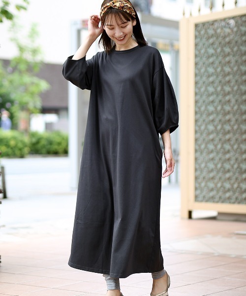 チチカカ（チチカカ）の「タックスリーブコンビワンピース（ワンピース・レディース・ブラウン/レッド/グリーン・FREE）」の5枚目の写真