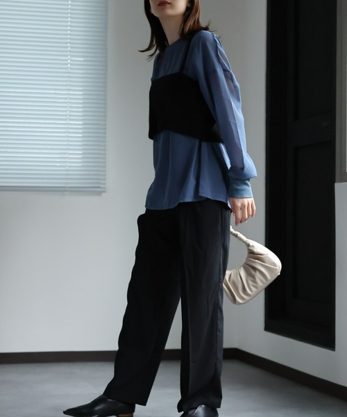 トップス bubmaru セール】ドロスト付き ショート丈バルーン袖ブラウス/トップス