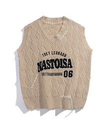 HOOK（フック）の「【HOOK】英字刺繍Vネックニットベスト（ベスト・メンズ）」