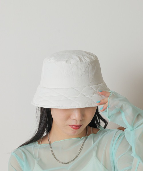 WEGO（ウィゴー）の「WEGO/キルティングバケットハット（ハット・レディース・ホワイト/ブラック・FREE）」の4枚目の写真