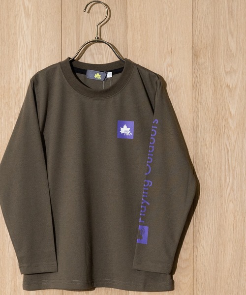 LOGOS(ロゴス)の「【30】〔LOGOS/ロゴス〕天竺袖プリントロングスリーブTシャツ(Tシャツ/カットソー・キッズ・ダークグレー/サックスブルー系/ブラック/カーキ・140/130/160/150)」の3枚目の写真