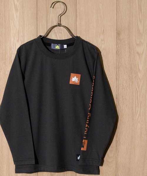 LOGOS(ロゴス)の「【30】〔LOGOS/ロゴス〕天竺袖プリントロングスリーブTシャツ(Tシャツ/カットソー・キッズ・ダークグレー/サックスブルー系/ブラック/カーキ・140/130/160/150)」の1枚目の写真