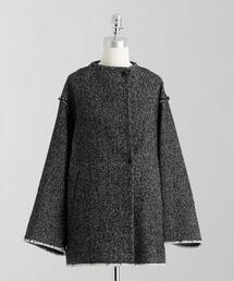 LOEFF ロエフ　リバーラウンド　ノーカラー　ジャケット LOEFF（ロエフ）の「＜LOEFF＞リバー ラウンド ノーカラー