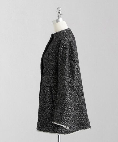 Loeff LOEFF(ロエフ)の「<LOEFF>ヘリンボーン フリンジ ノーカラーコート(ノーカラーコート)」 - WEAR