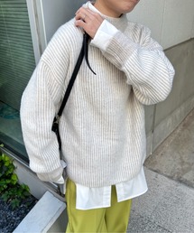 feepur | 【ハンドウォッシャブル】バイカラーストライプモックネックニット(ニット/セーター)