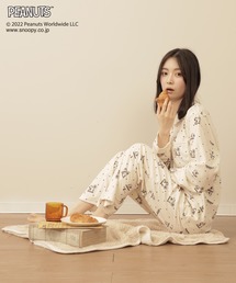 PEANUTS（ピーナッツ）の「【SNOOPY】マシュマロニット スヌーピー×ドット シャツパジャマセット（ルームウェア/パジャマ）」