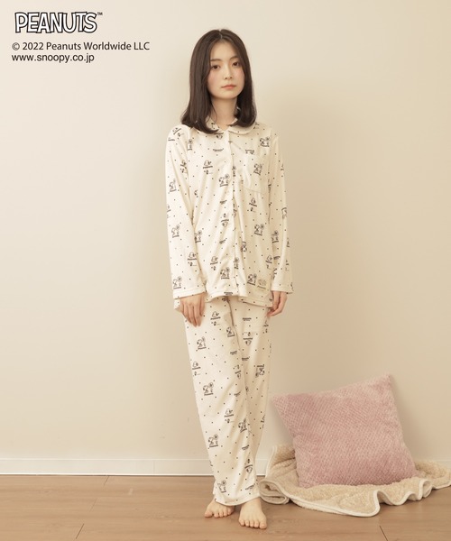 セール】【SNOOPY】マシュマロニット スヌーピー×ドット シャツ
